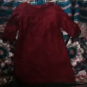 Burgundy short sleeve dress